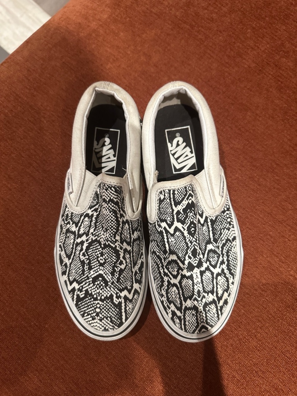 Vans Kids Slip-On Sneakers in Black & White Snake Print